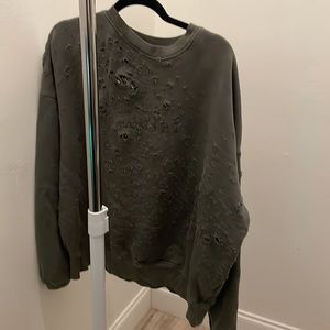 AMIRI DISTRESSED SWEATSHIRT - OLIVE GREEN